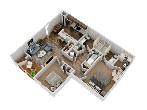 The Pend Orielle 2 bedroom 2 bath floor plan